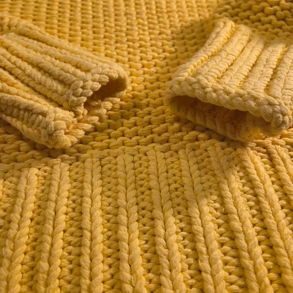 Free People Women's My Only Sunshine Sweater Chunky Knit Turtleneck, Yellow - Picture 4 of 9